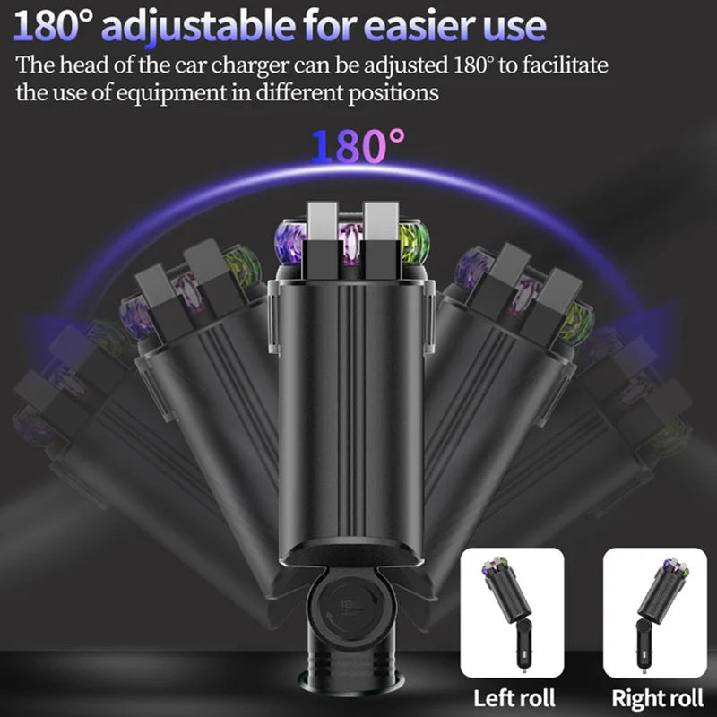5-in-1 Car Charger with Star light شاحن سيارة 5 في 1 مع ضوء النجوم