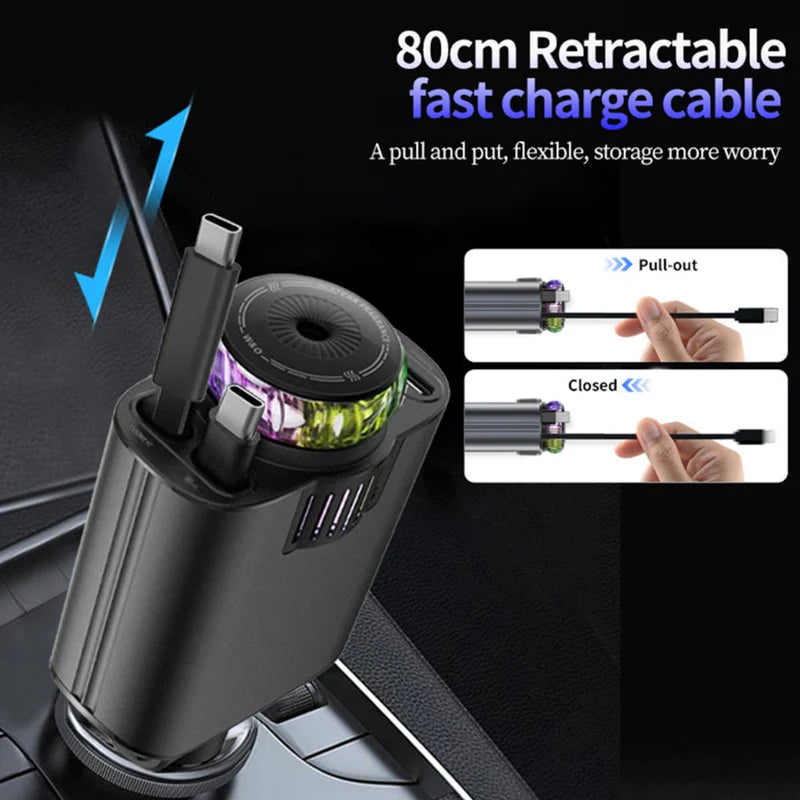 5-in-1 Car Charger with Star light  شاحن سيارة 5 في 1 مع ضوء النجوم