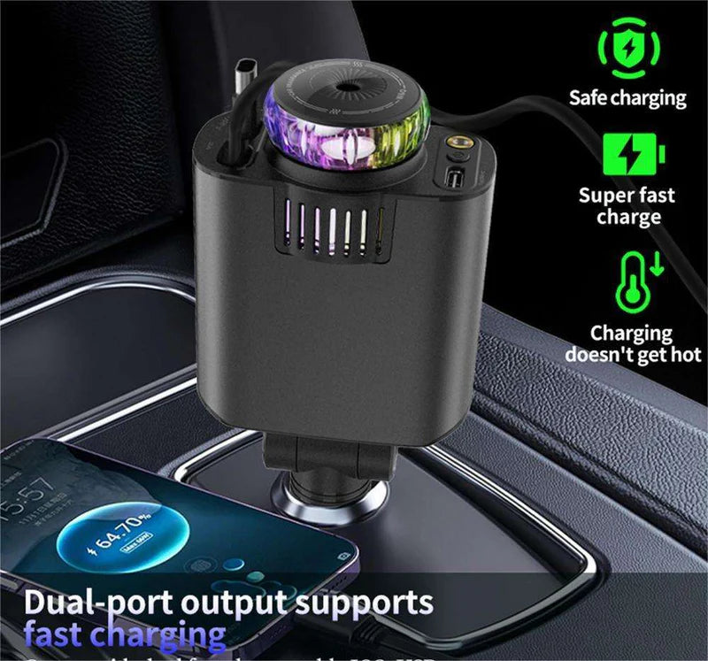 5-in-1 Car Charger with Star light  شاحن سيارة 5 في 1 مع ضوء النجوم